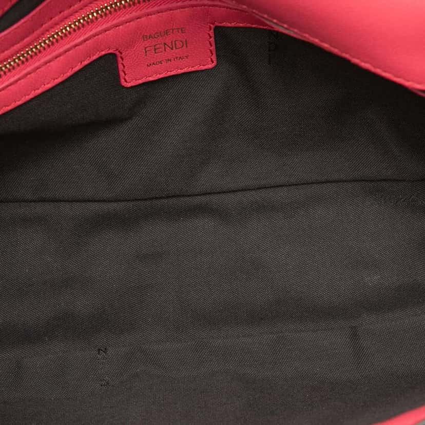 Fendi Zucca Embossed Leather Baguette Satchel Pink Leather Very good condition - Model View