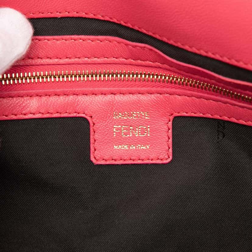 Fendi Zucca Embossed Leather Baguette Satchel Pink Leather Very good condition - Box View