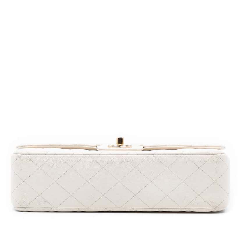 Chanel Medium Classic Caviar Double Flap White Leather Very good condition - Inside View