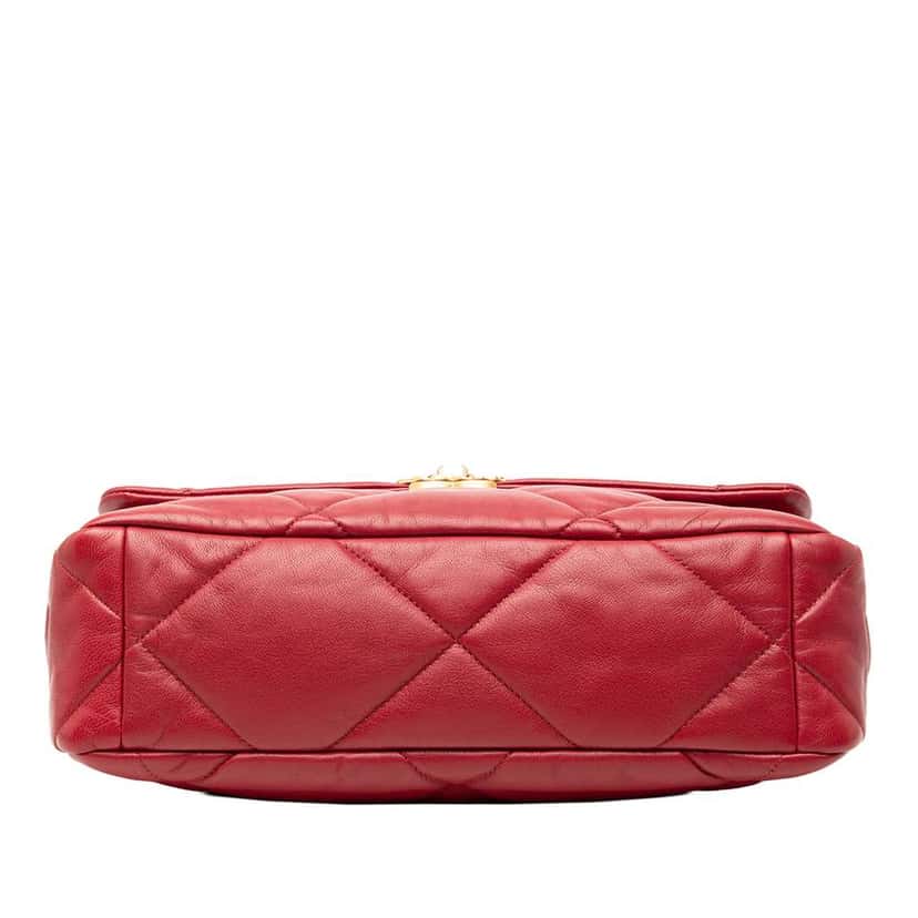 Chanel Large Lambskin 19 Flap Red Leather Very good condition - Inside View