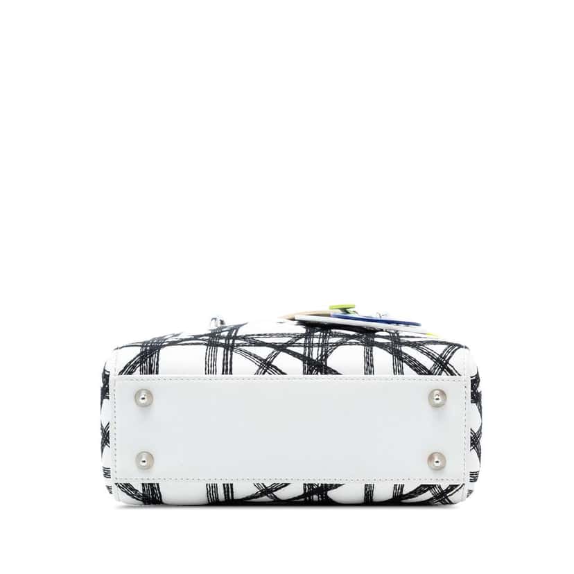 Dior Limited Edition Daniel Gordon Art Small Lambskin Cannage Lady Dior White Leather Very good condition - Inside View