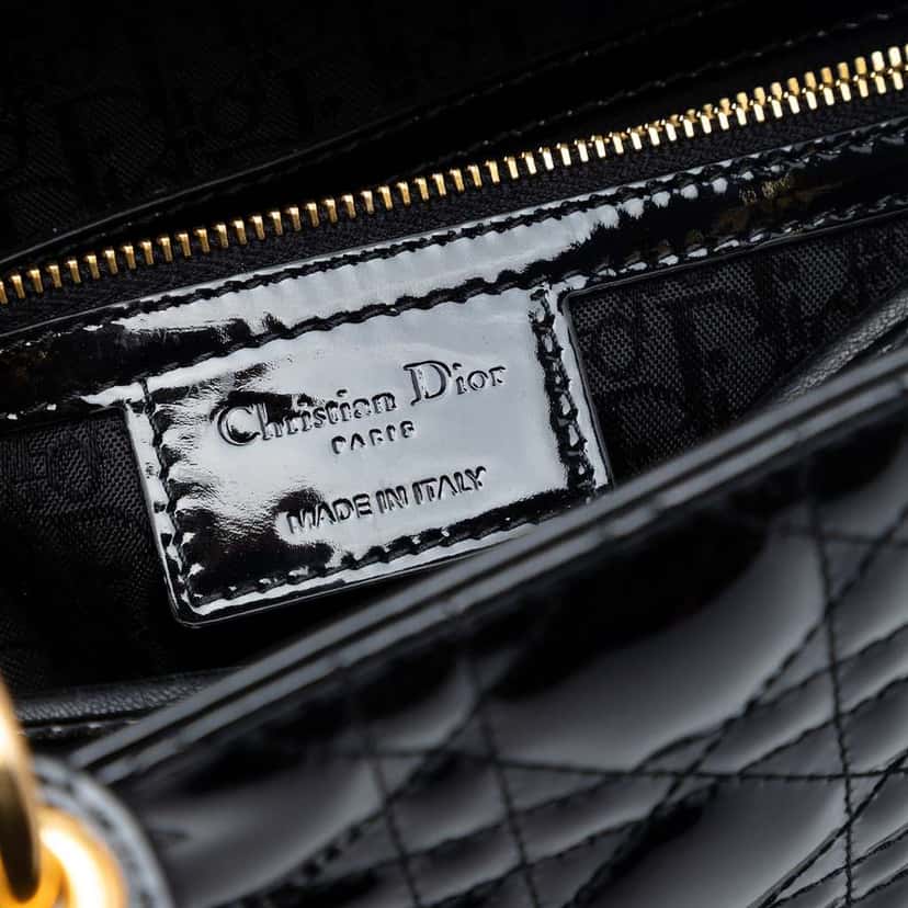 Dior Large Patent Cannage Lady Dior Black Leather Very good condition - Box View