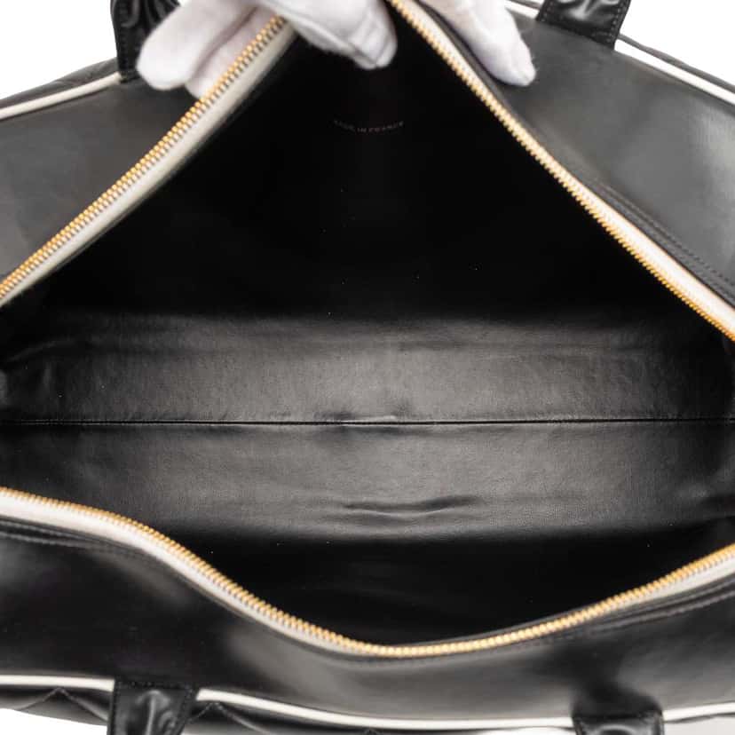 Chanel Quilted Calfskin Logo Bowler Weekend Bag Black Leather Very good condition - Model View