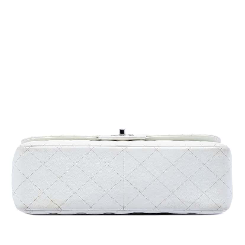 Chanel Jumbo Classic Caviar Double Flap White Leather Very good condition - Inside View