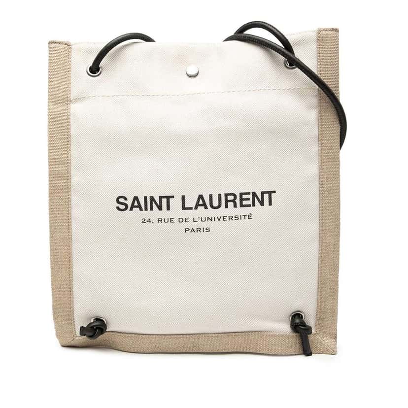 Saint Laurent Canvas Universite Flat Convertible Crossbody Brown Canvas Very good condition - Front View