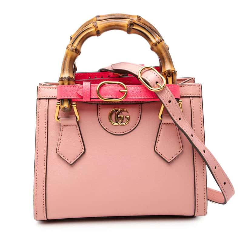 Gucci Mini Calfskin Bamboo Diana Satchel Pink Leather Very good condition - Front View