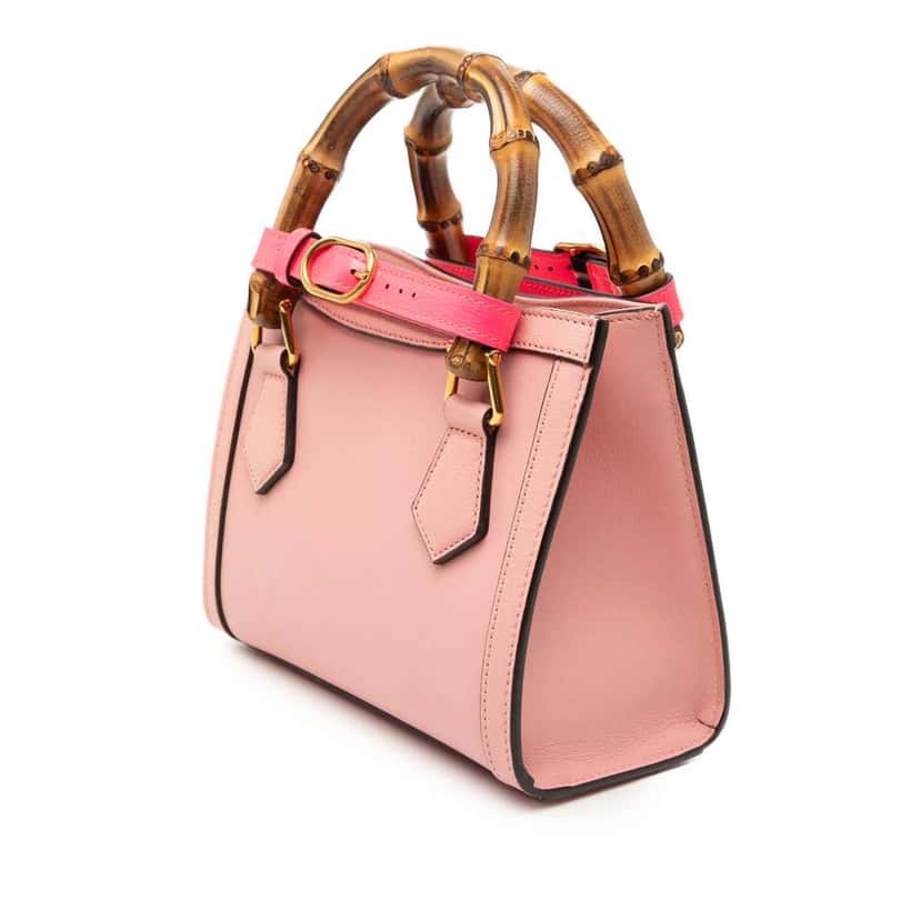 Gucci Mini Calfskin Bamboo Diana Satchel Pink Leather Very good condition - Back View