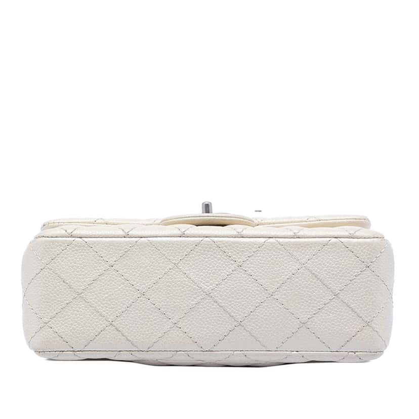 Chanel Mini Rectangular Classic Caviar Single Flap White Leather Very good condition - Inside View