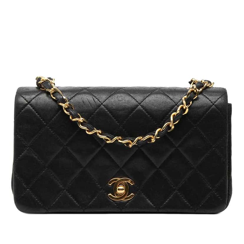 Chanel Mini CC Quilted Lambskin Full Flap Black Leather Very good condition - Front View