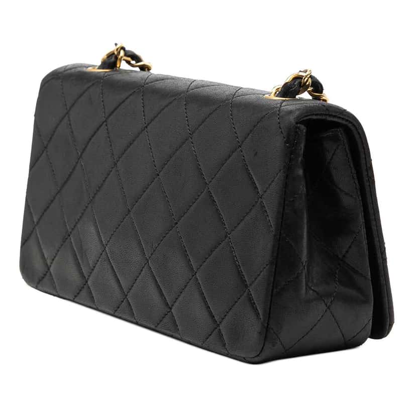 Chanel Mini CC Quilted Lambskin Full Flap Black Leather Very good condition - Back View