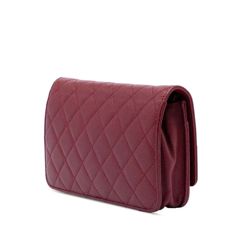 Chanel Quilted Caviar Golden Class Wallet On Chain Red Leather Very good condition - Back View