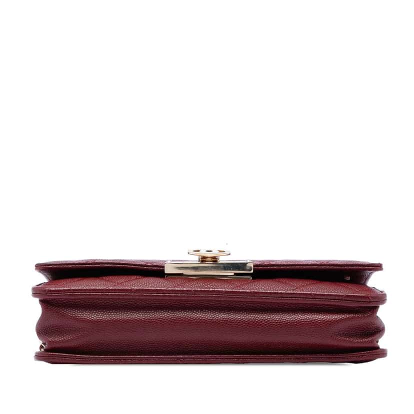 Chanel Quilted Caviar Golden Class Wallet On Chain Red Leather Very good condition - Inside View