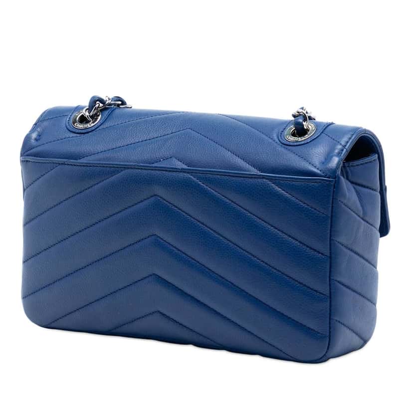 Chanel Medium Chevron Caviar Data Center Envelope Flap Blue Leather Very good condition - Back View
