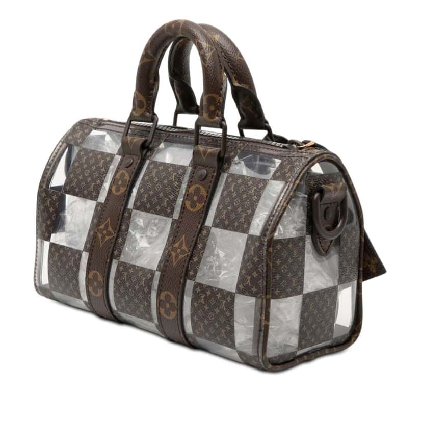 Louis Vuitton PVC and Monogram Chess Keepall Bandouliere 25 Brown Very good condition - Back View