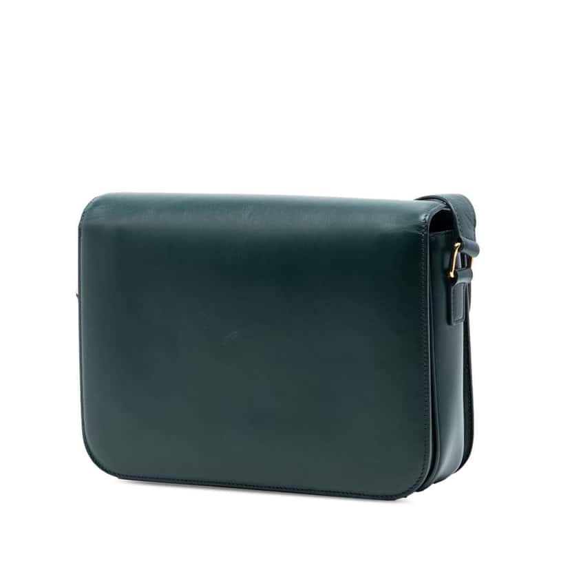Celine Large Shiny Calfskin Triomphe Crossbody Green Leather Very good condition - Back View