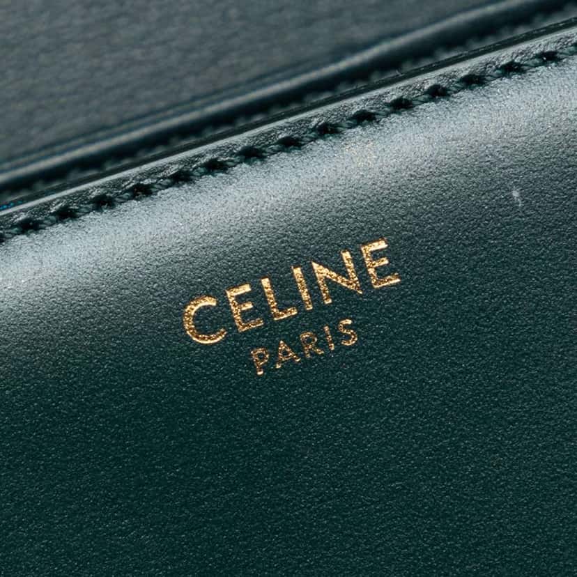 Celine Large Shiny Calfskin Triomphe Crossbody Green Leather Very good condition - Box View