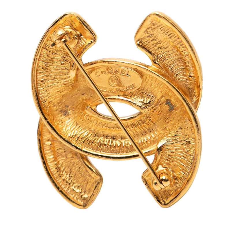 Chanel Gold Plated CC Quilted Brooch Gold Metal Very good condition - Inside View