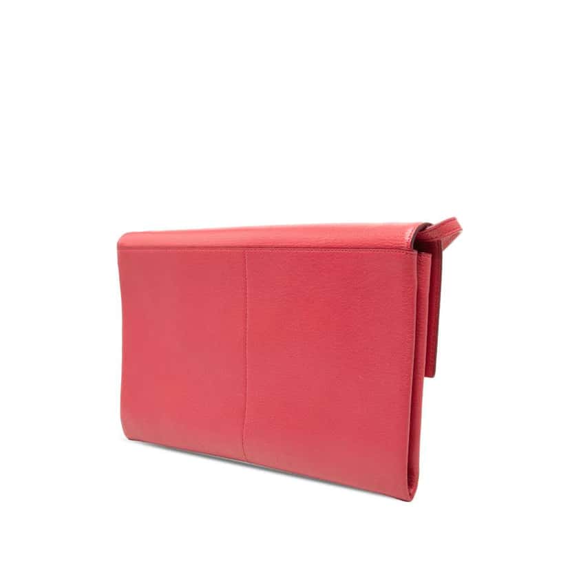 Celine Leather Folded Clutch On Strap Red Leather Very good condition - Back View