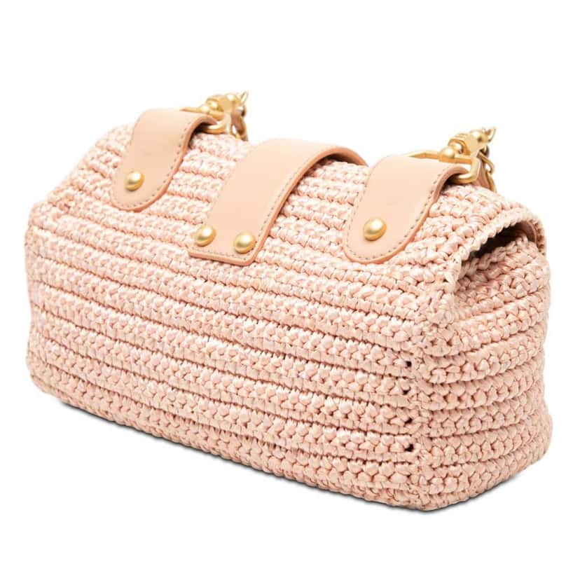 Chanel CC Woven Raffia Flap Pink Very good condition - Back View