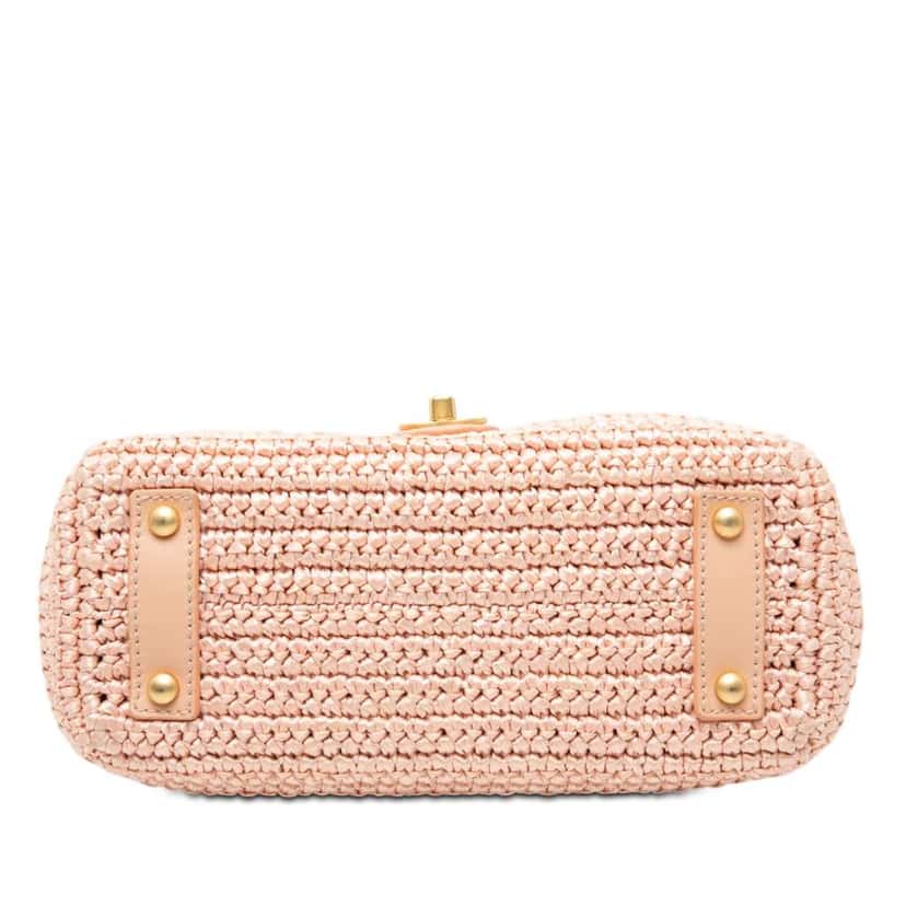 Chanel CC Woven Raffia Flap Pink Very good condition - Inside View