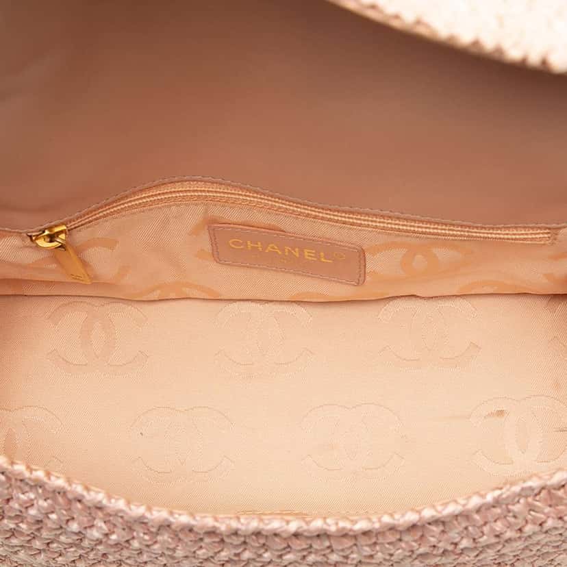 Chanel CC Woven Raffia Flap Pink Very good condition - Model View