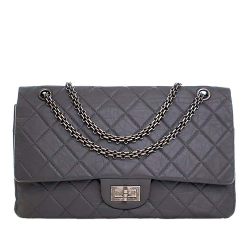 Chanel Quilted Aged Calfskin Reissue 2.55 Double Flap 227 Grey Leather Good condition - Front View