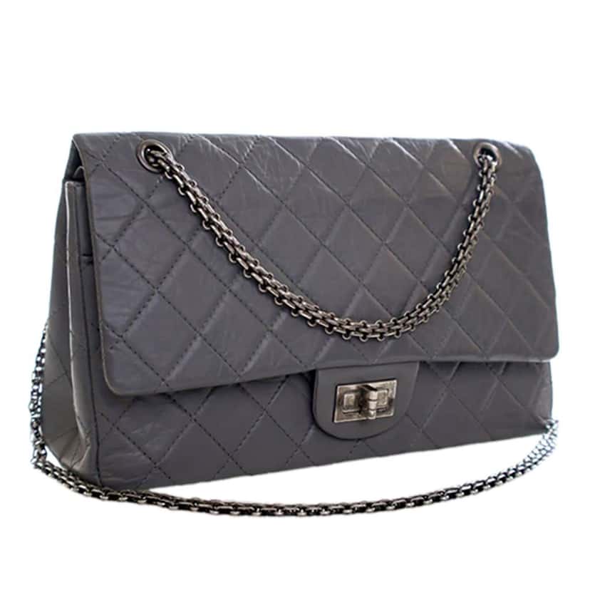 Chanel Quilted Aged Calfskin Reissue 2.55 Double Flap 227 Grey Leather Good condition - Inside View