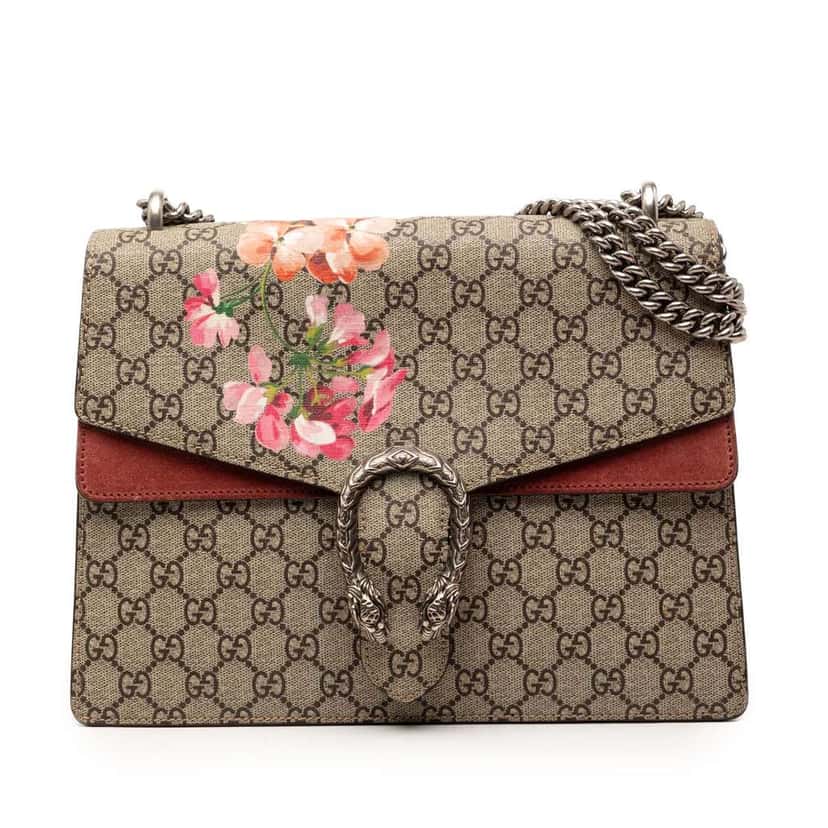 Gucci Medium GG Supreme Blooms Dionysus Shoulder Bag Brown Canvas Good condition - Front View