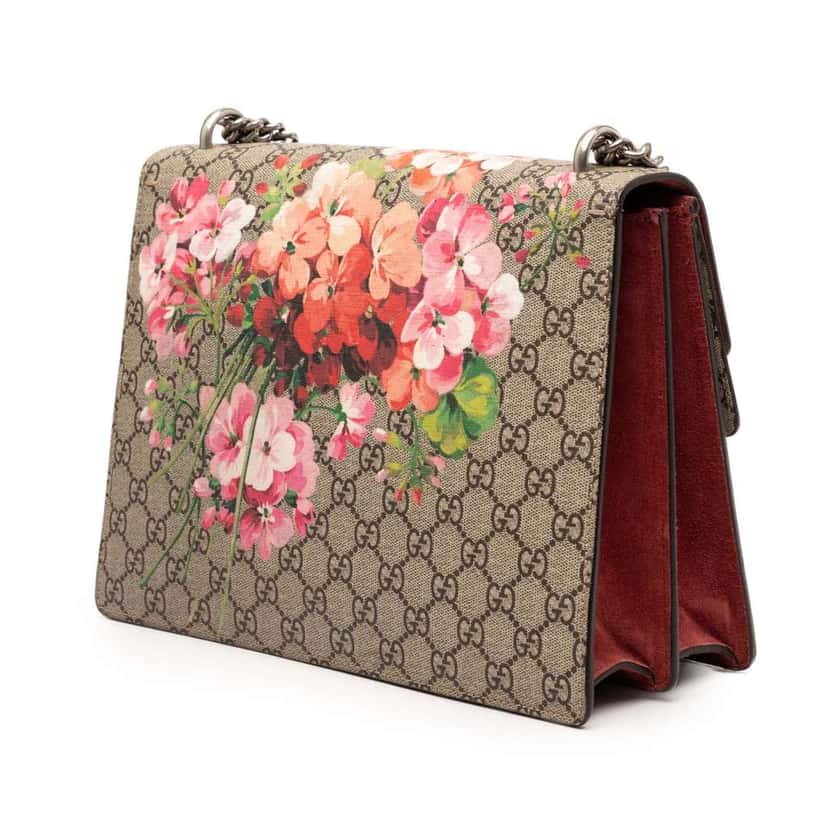 Gucci Medium GG Supreme Blooms Dionysus Shoulder Bag Brown Canvas Good condition - Back View
