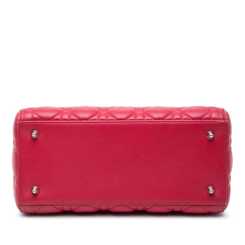 Dior Medium Lambskin Cannage Lady Dior Red Leather Very good condition - Inside View