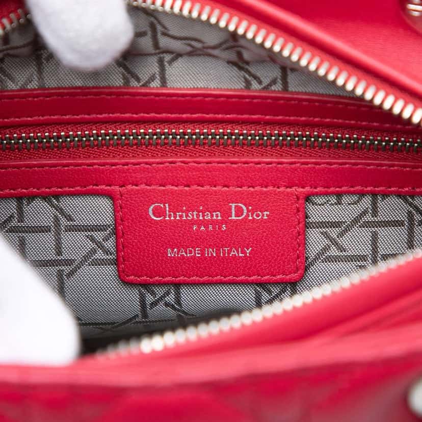 Dior Medium Lambskin Cannage Lady Dior Red Leather Very good condition - Box View