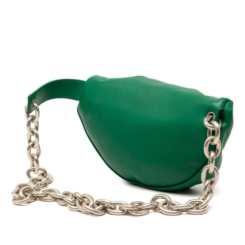 Bottega Veneta Lambskin Belt Chain Pouch Green Leather Very good condition - Back View