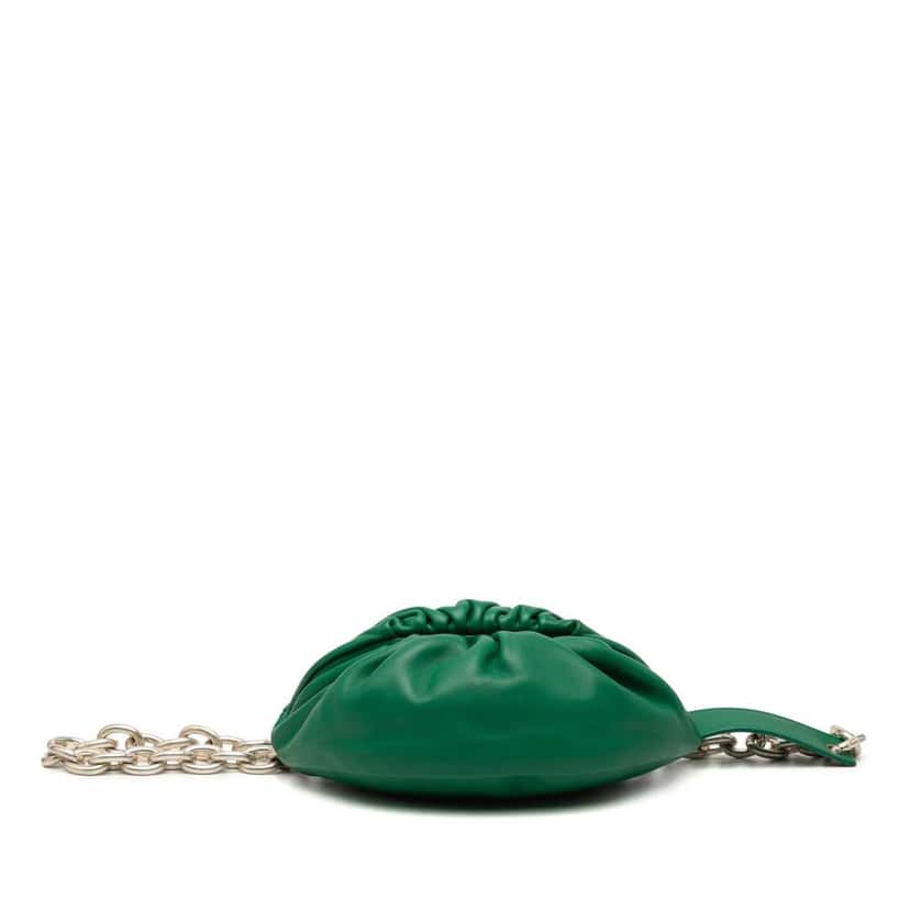 Bottega Veneta Lambskin Belt Chain Pouch Green Leather Very good condition - Inside View