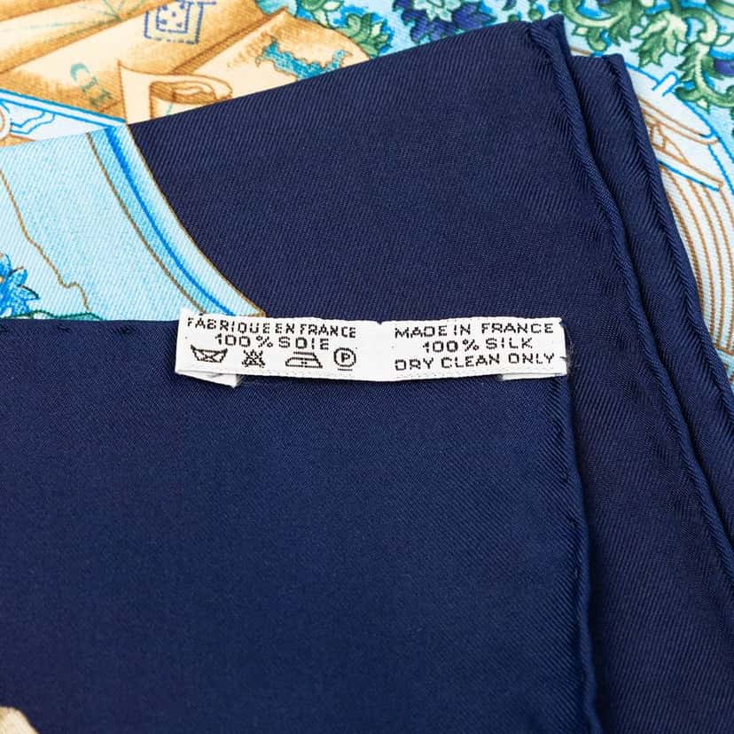 Hermès Azulejos Silk Scarf Blue Silk Very good condition - Back View