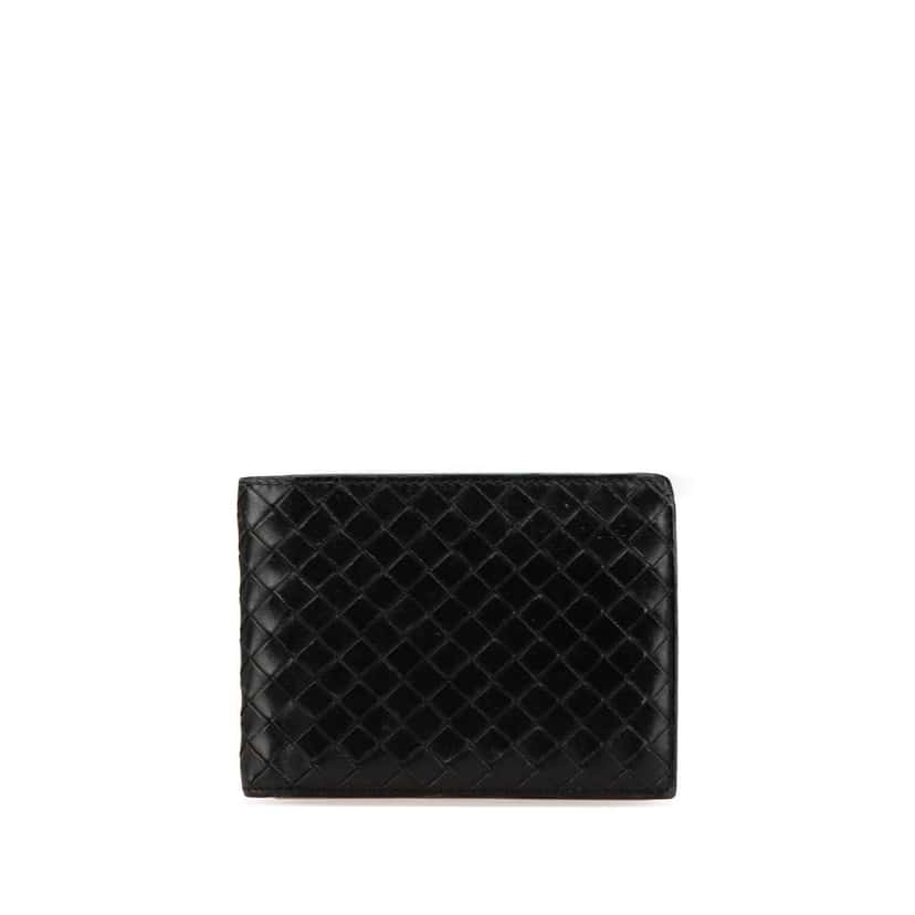 Bottega Veneta Leather Intrecciato Bifold Wallet Black Leather Very good condition - Front View