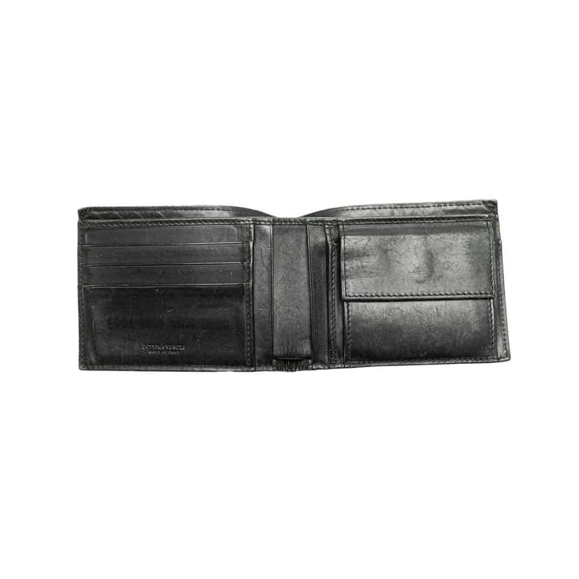 Bottega Veneta Leather Intrecciato Bifold Wallet Black Leather Very good condition - Model View