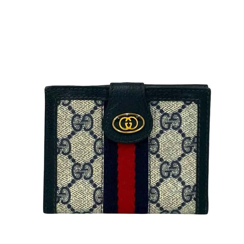 Gucci GG Supreme Web Ophidia Bifold Wallet Brown Canvas Very good condition - Front View
