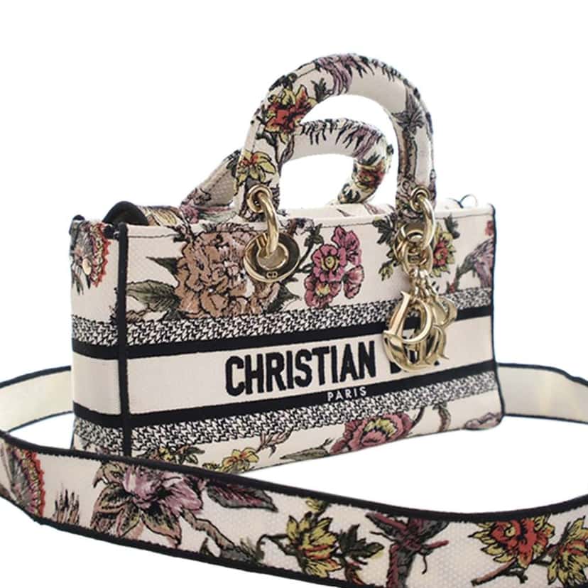 Dior Medium Embroidered Floral Canvas Lady D Joy White Canvas Very good condition - Inside View
