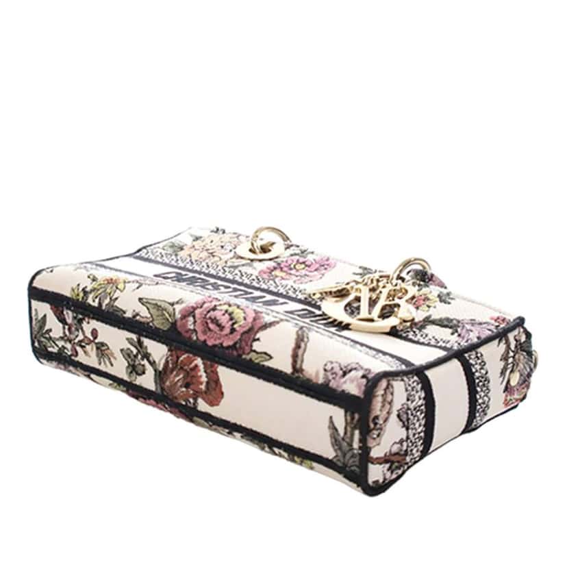 Dior Medium Embroidered Floral Canvas Lady D Joy White Canvas Very good condition - Box View