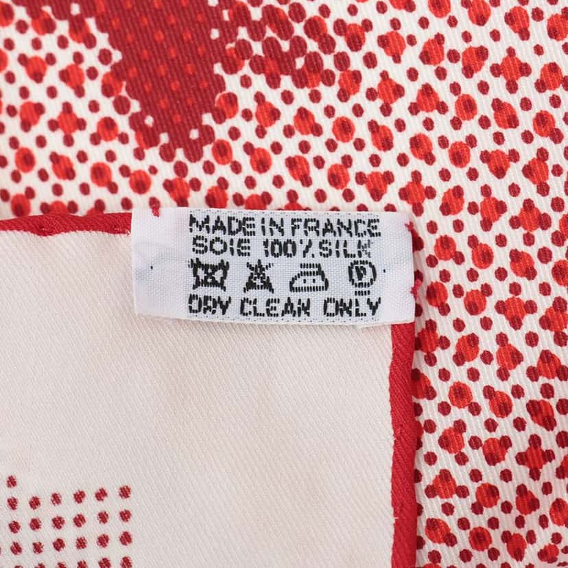 Hermès Fantaisie a Cheval Silk Scarf 70 Red Silk Very good condition - Back View