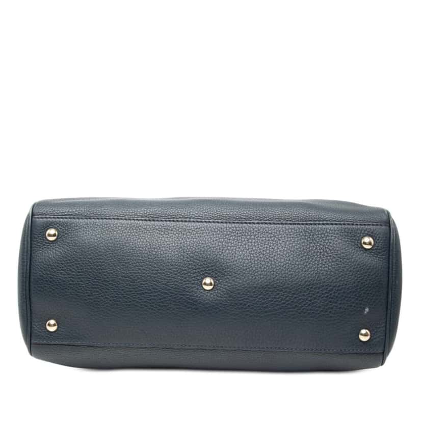 Gucci Medium Calfskin Bamboo Shopper Satchel Blue Leather Good condition - Inside View