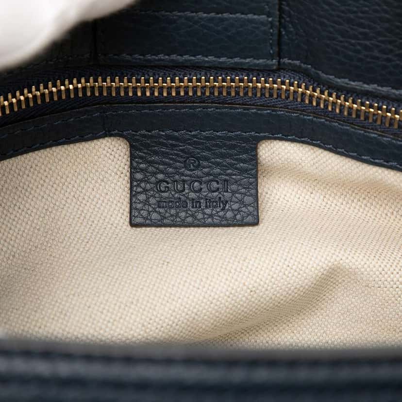 Gucci Medium Calfskin Bamboo Shopper Satchel Blue Leather Good condition - Box View