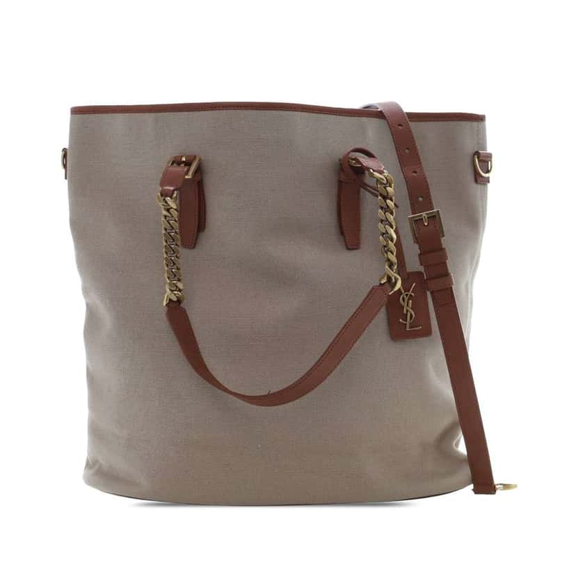 Saint Laurent Large Canvas Shopping Tote Brown Canvas Very good condition - Front View