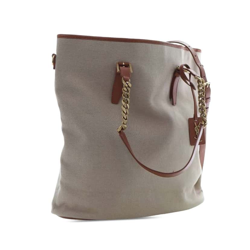 Saint Laurent Large Canvas Shopping Tote Brown Canvas Very good condition - Back View