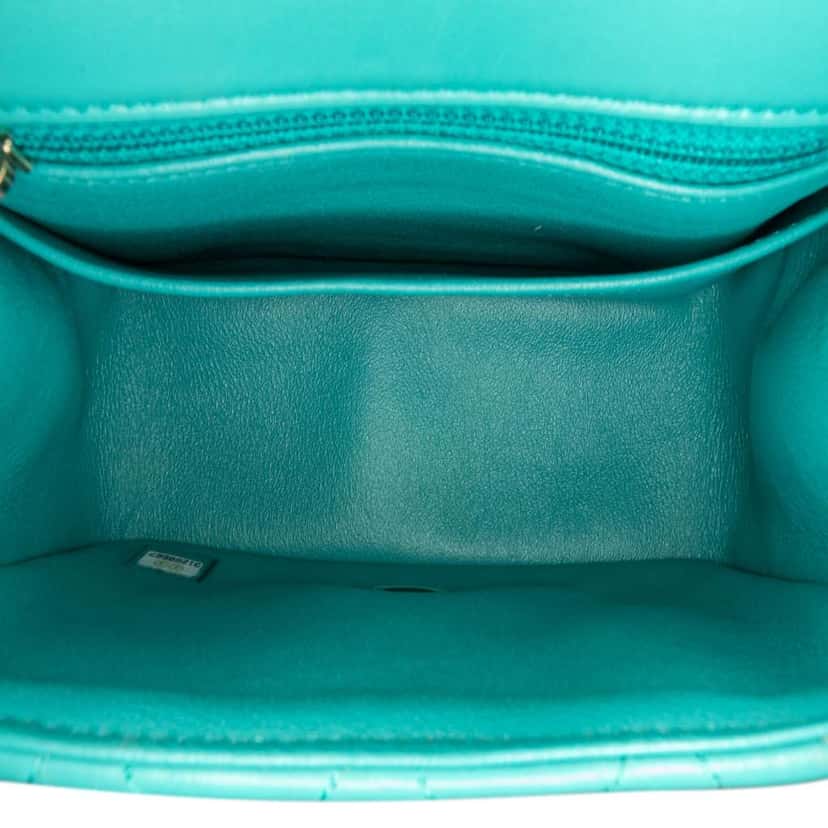 Chanel Mini Square Classic Lambskin Single Flap Blue Leather Very good condition - Model View