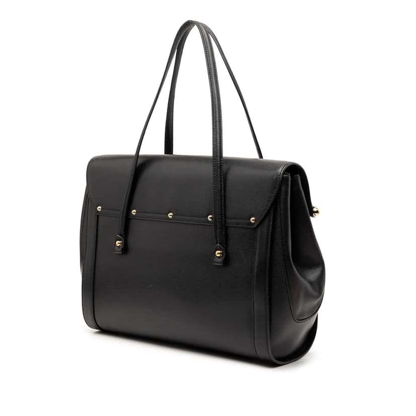 Gucci Large Leather Bamboo Bullet Tote Black Leather Very good condition - Back View