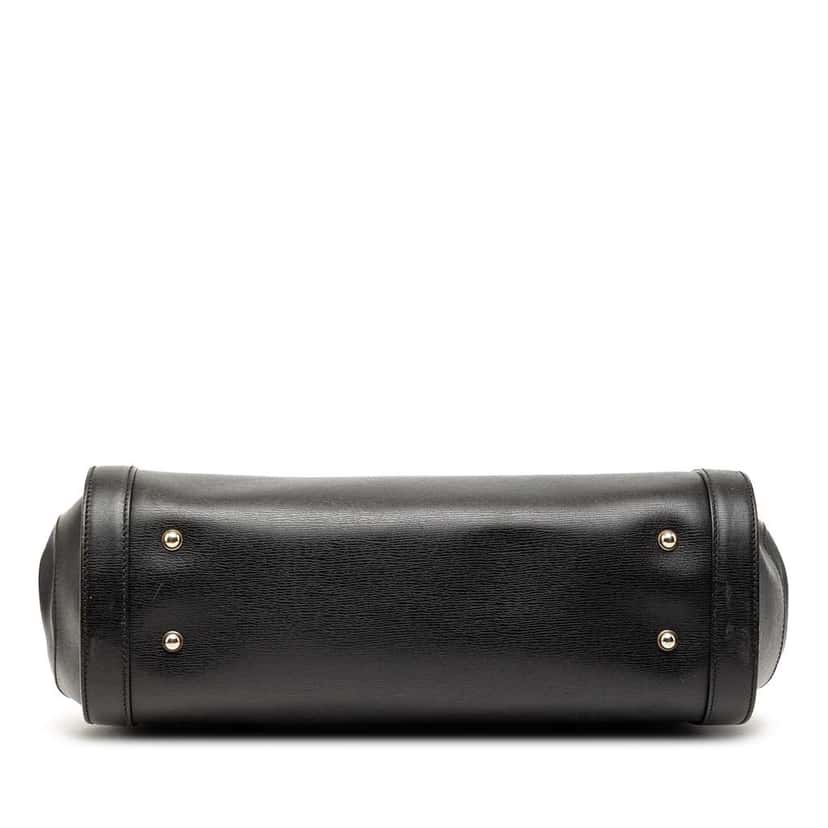 Gucci Large Leather Bamboo Bullet Tote Black Leather Very good condition - Inside View