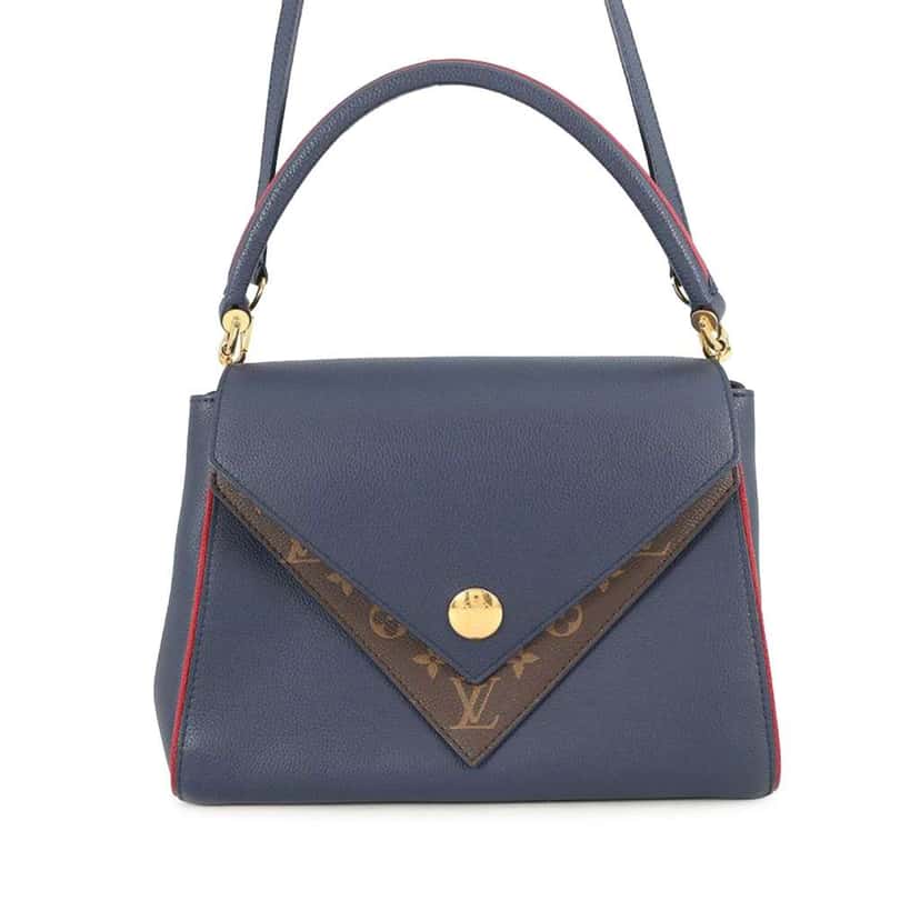 Louis Vuitton Monogram Double V Satchel Blue Leather Very good condition - Back View