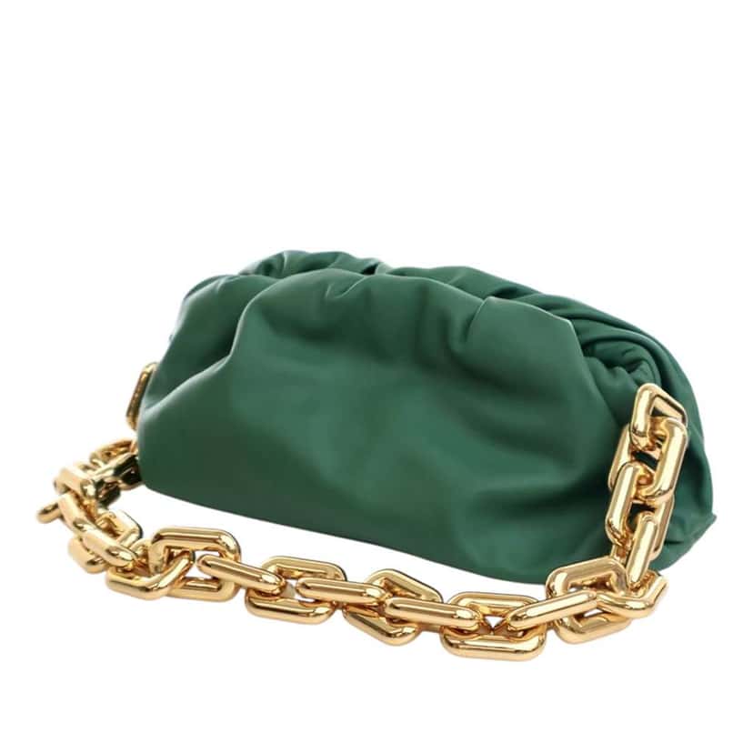 Bottega Veneta Lambskin Chain Pouch Green Leather Very good condition - Inside View