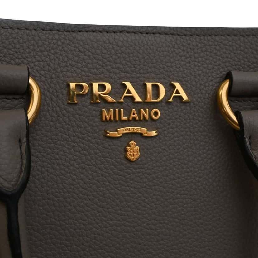 Prada Vitello Phenix Open Convertible Tote Grey Leather Good condition - Box View